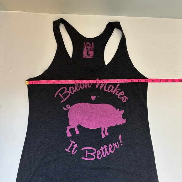 Flavour Gallery Black racer back Tank Top with Pink Pig Graphic Size Large - Picture 4 of 5